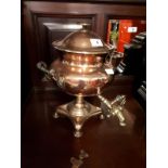 19th. C. Brass and Copper Samovar. (41 cm H x 35 cm W).