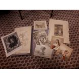 Selection of nine 19th. C. drawings and prints.