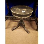 Good quality ebonised revolving piano stool with tapestry seat.