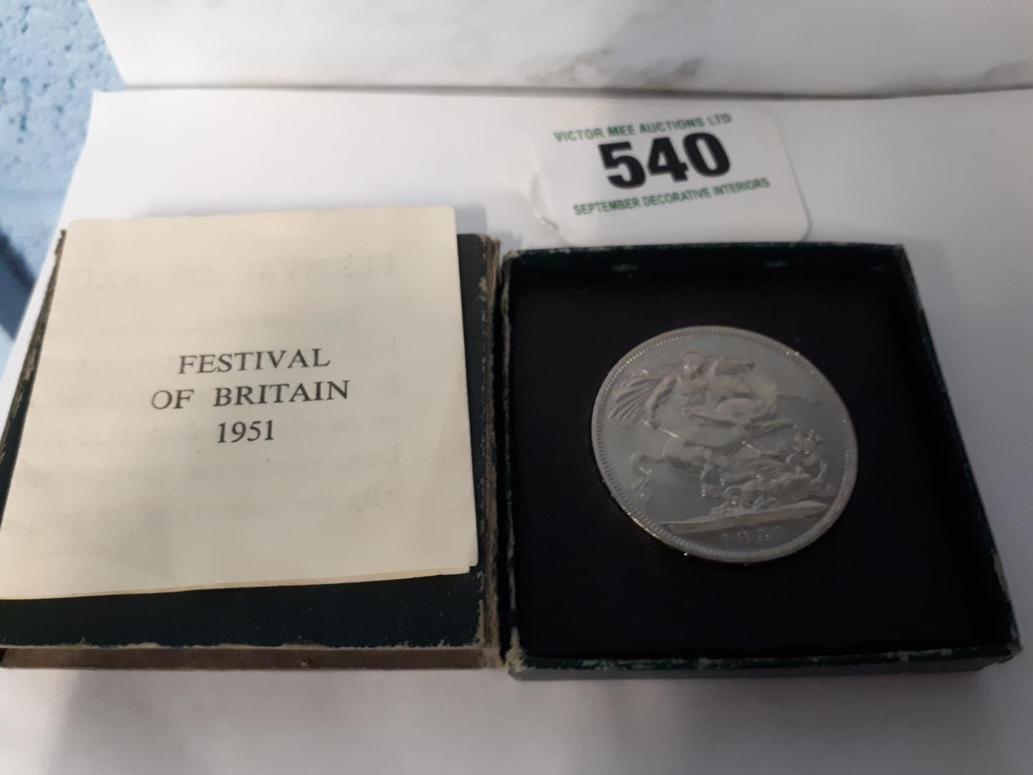 Festival Of Britain 1951 crown in original box - in mint condition.