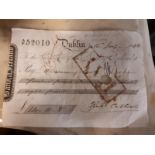 Bank of Ireland Pre-Famine cheque dated 1844.