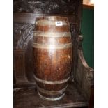 19th. C. Oak barrel with brass straps {64 cm H}.