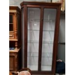 Early 20th C. glazed mahogany shop cabinet {224 cm H x 110 cm W x 41 cm D}.