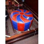 1960's Leather pouffe. (30 cm h x 48 cm w).