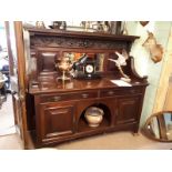 Victorian mahogany mirror backed sideboard with two long drawers over two panelled doors. (175 cm