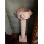 Carved granite garden bird bath. (102 cm h).