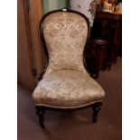 Late 19th. C. ebonised upholstered Ladies' chair.