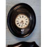 19th. C. ebonised vineyard clock. (89 cm h x 50 cm w)