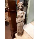 18th. C. Carved wooden figurine of a lady. (92 cm x