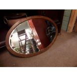 Victorian oak bevelled edged mirror. (56 cm h x 80 cm w).