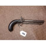 19th. C. Percussion capped pistol with octagonal barrel and original ramrod.