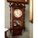 Victorian inlaid rosewood wall clock. ( 90 cm h x 41 cm w