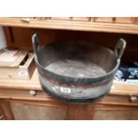 19th. C. oak bucket tub. (17 cm h x 47 cm w).