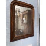 Edwardian painted mahogany wall mirror. (89 cm h x 68 cm w).
