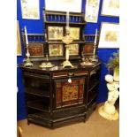 Victorian ebonised chiffonier in the Arts and Crafts style.(179 cm h x 136 cm w x 45 cm d).