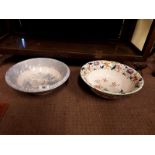 Two 19th. C. ceramic basins with floral decorations.