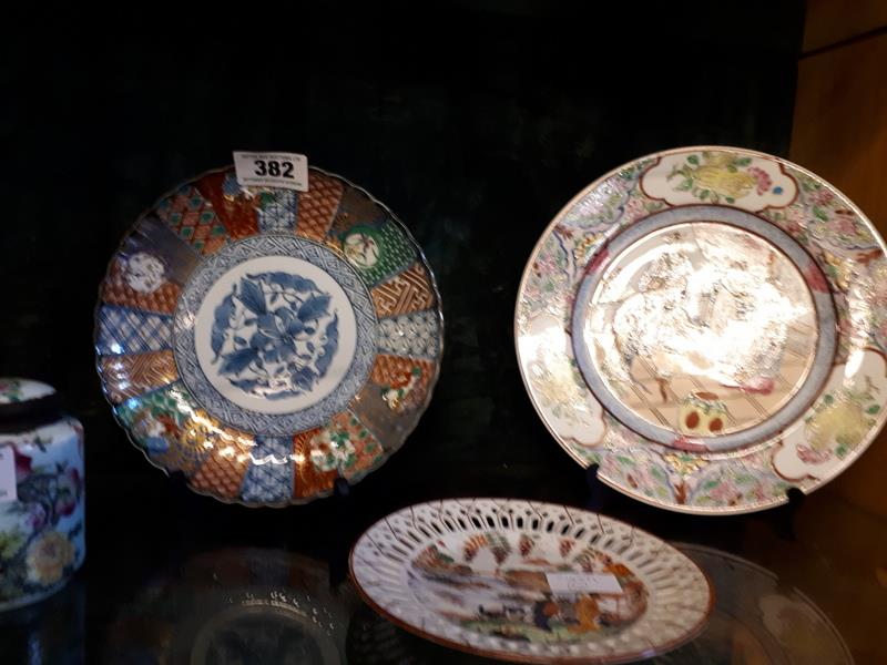 Three plates with Oriental scenes.