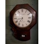 William IV mahogany drop dial Fusee wall clock by J & H MARSDEN COVENTRY. 60 cm h x 42 cm w)