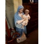 19th. C. statue of the Virgin Mary and baby Jesus. (133 cm h).