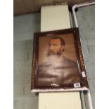 Print of Charles Stewart Parnell in original wooden shamrock frame. (55cm x 44 cm w)