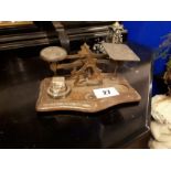 Victorian brass and mahogany Post Office Letter Scales