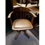 1930's oak swivel office chair.