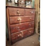 Late 19th. C. pine chest of drawers with two short drawers of three graduated long drawers with