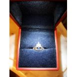 9ct Gold sapphire and diamond claddagh ring.