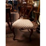 Single Victorian mahogany chair with cabriole legs.