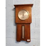 Late Edwardian oak wall barometer. (72 cm h x 332 cm w).