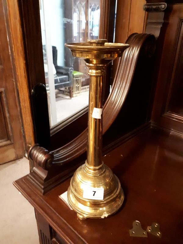 Pair of 19th. C. Ecclesiastical brass candlesticks (38 cm H).