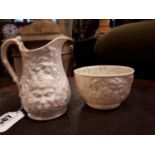 3rd. Period Belleek cream jug and sugar bowl - Mask pattern.