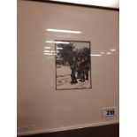 Framed Jack B Yeats Cuala Press print Wren Boys. (13 cm h x 10 cm w)