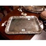 Rectangular silver plate tray. (63 cm l x 40 cm w).