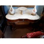 Victorian mahogany marble topped washstand. (90 cm h x 119 cm l x 53 cm d).