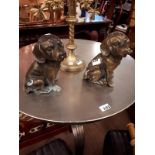 Pair of brass dogs. (23 cm h)