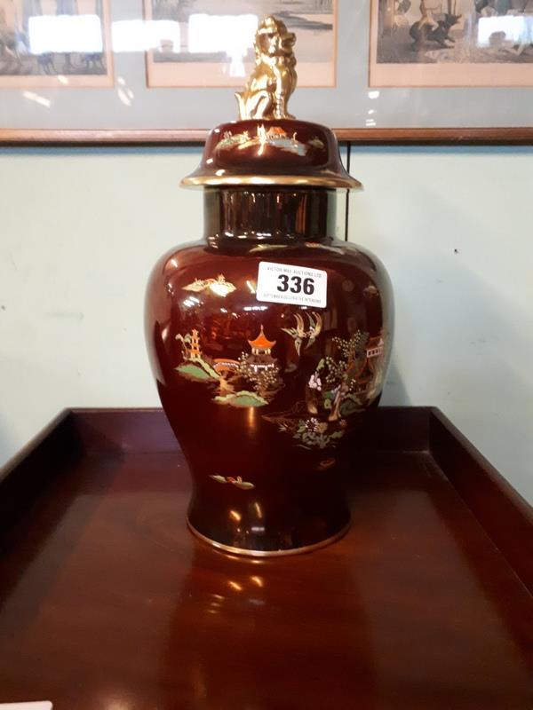 Oriental lidded vase.(41 cm H).