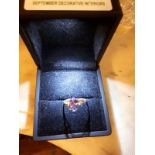 9ct Gold amethyst and diamond ring.