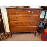 Edwardian mahogany chest of drawers with four graduated drawers, (110 cm h x 107 cm w x 51 cm d).