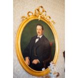 Pair of good quality 19th. C. oil on canvas portraits mounted in gilt frames surmounted with