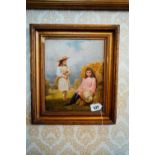 19th. C. oil on board Summer Time In The Meadows mounted in gilt frame. { 47cm H X 41cm W }.