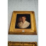 Late 19th. C. oil on canvas Portrait of A Young Boy mounted in a gilt frame. . { 78cm H X 68cm W }.
