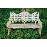 Early 20th C. cast iron garden bench with wooden slats. { 84cmH X 132cm W X 62cm D }.