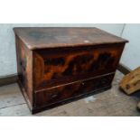 Early 19th. C. Irish scumbled pine blanket chest with fitted interior and two drawers in the