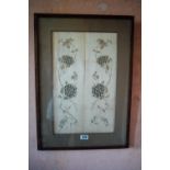 19th. c. silk embroidered panel mounted in an oak frame. { 75cm H X 54cm W }.