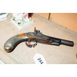 19th. C. percussion capped pistol, barrel stamped Dublin.