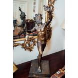 Good quality 19th. C. bronze figure of Satyr. { 82 cm H X 26cm W X 29cm D }.