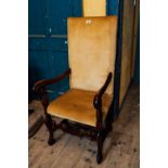 Late 19th. C. carved mahogany throne chair. { 124cm H X 62cm W X 63cm D }.