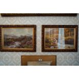 Pair of 19th. C. watercolours - Rural Scenes mounted in original gilt frames signed W L Breeden. {
