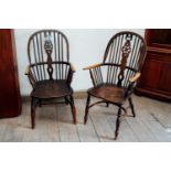 Pair of exceptional quality ash and elm Windsor armchairs. { 108cm H X 58 cm W X 45cm D }.